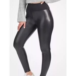 RED HOT By SPANX Womens Faux Leather Leggings Black Sz 1X Athleisure Stretch